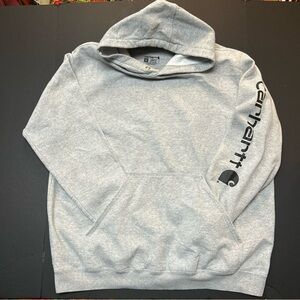 Carhartt Men’s K288-W03 Logo Sleeve Hooded Sweatshirt Grey Size XL